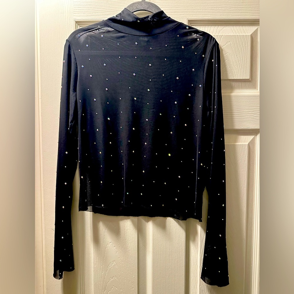 Rhinestone sheer black top